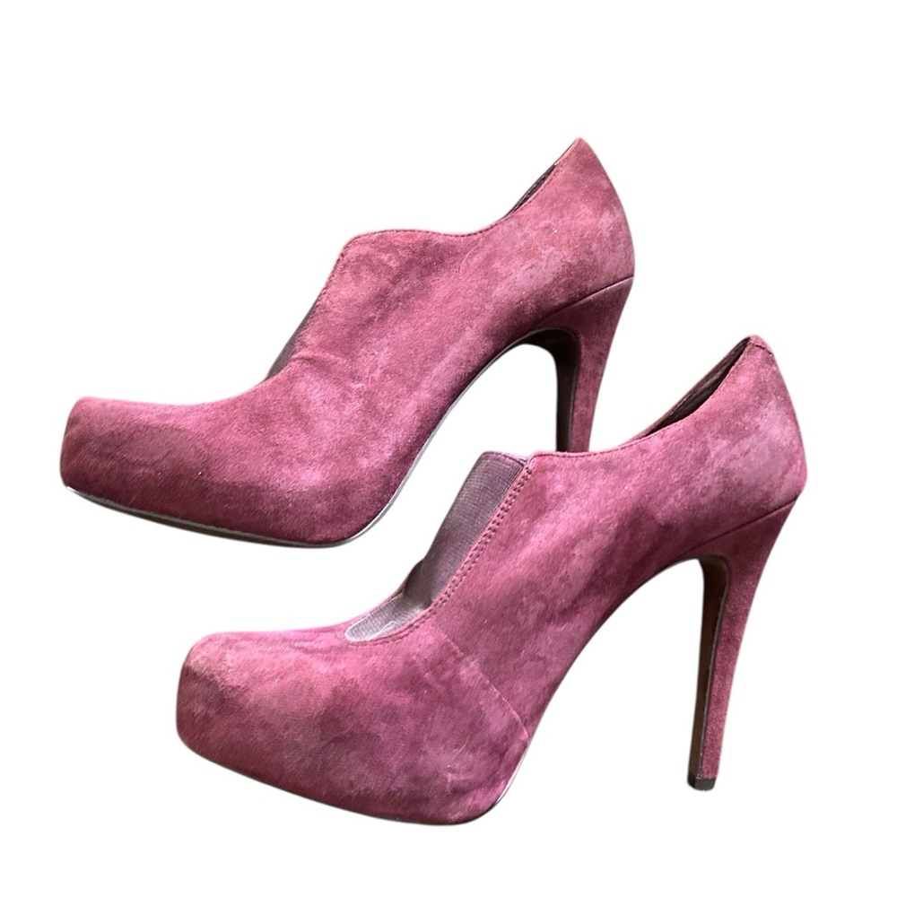 Wine Coloured Suede High Heels 7.5
